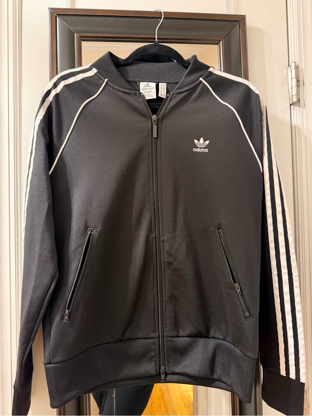 adidas Black Bomber Track Jacket with White Stripes